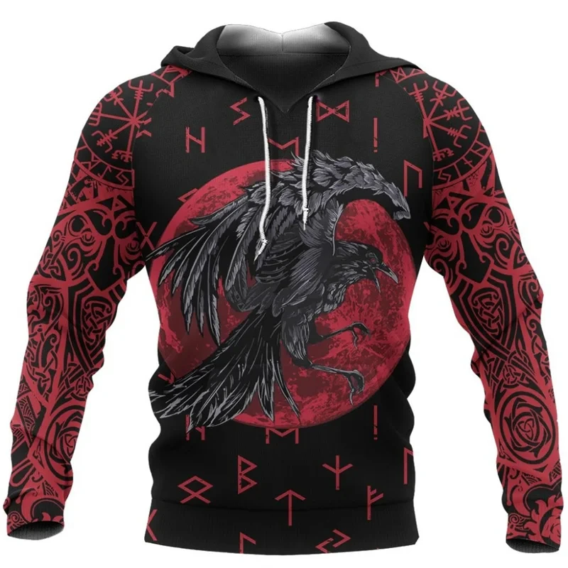 Viking Mythologie Gedruckt Männer 3d Vintage Print Hoodies Herbst Langarm Sweatshirt Casual kinder mantel Image