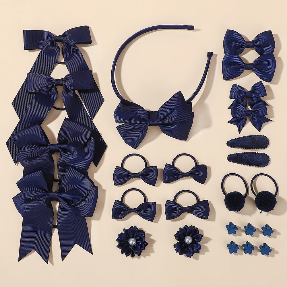25 Teile/satz Band Kinder Bögen für Frauen Mädchen Schöne Jubeln Bowknot Clips Haar Seil Boutique Kinder Stirnband Haar Zubehör Image