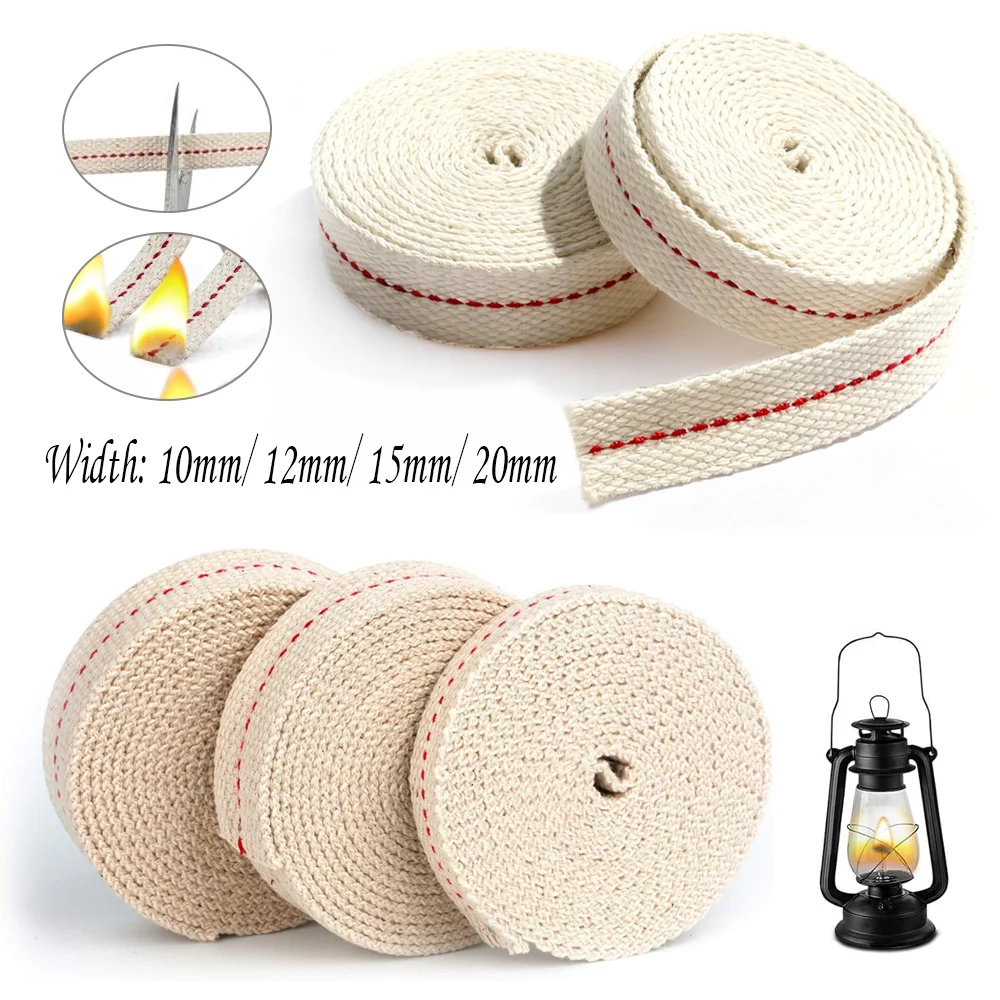 1 Meter/Rolle Kerosinlampe 1/1,2/1,5/2 cm Breite Docht für Öllampe Geflochtener Baumwolldocht für Kerosinlampe Flacher Docht