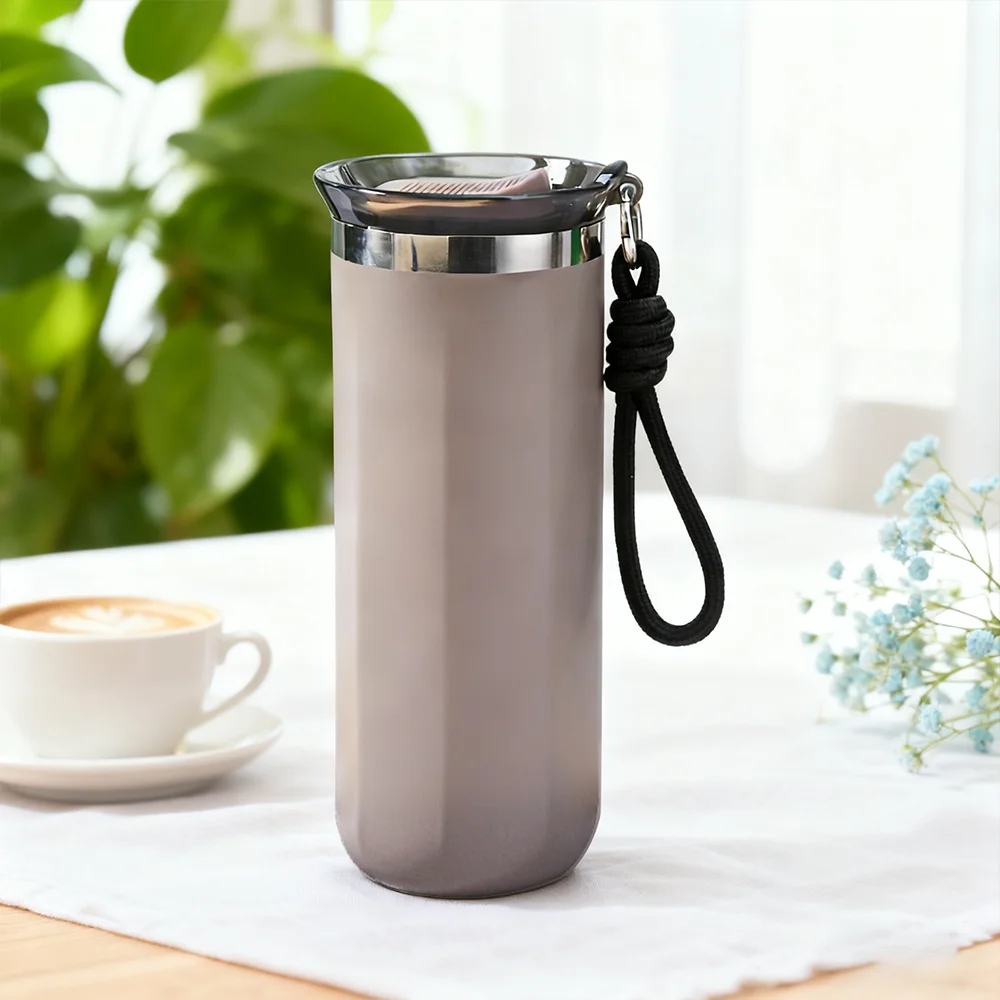 Isolierte Reisebecher für Thermo-Wasserflaschen, doppelwandige Kaffee-Reisebecher mit Tragering für heiße und kalte Getränke, auslaufsicher Image