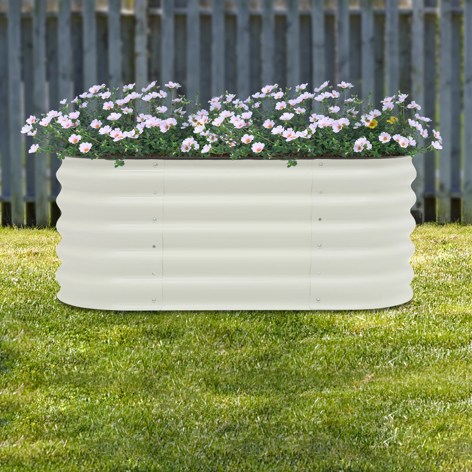 Erhöhtes Gartenbett aus Metall für den Außenbereich, 41 x 23 x 17 Zoll tiefer Wurzelkasten-Pflanzgefäß, ovales verzinktes Erhöhtes Gartenbett für Gemüse/Blumen Image