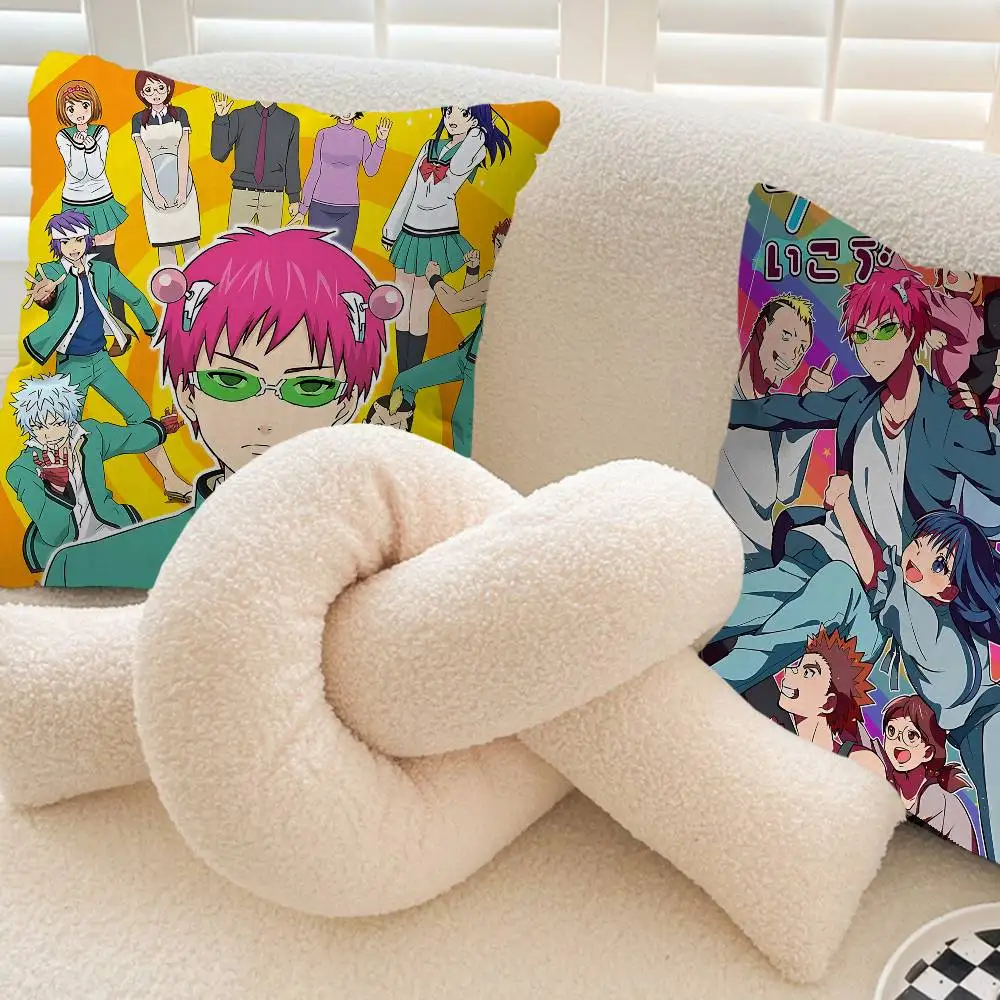 Klassischer japanischer Anime The Disastrous Life Of Saiki K K Kissenbezug, Auto-Kissenbezug für Sofa, Auto, Weihnachtsgeschenk, 40 x 40 cm Image