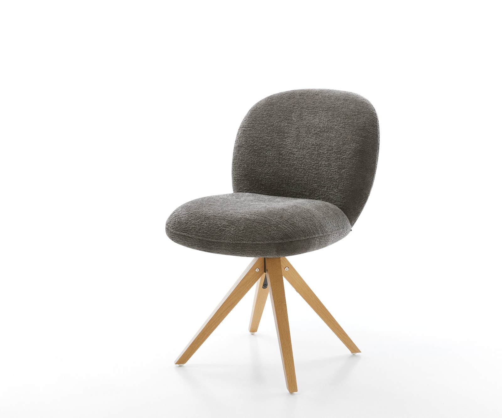 DELIFE Drehstuhl Nube-Flex Bouclé Soft Schlamm Holzgestell kantig Natur 180° drehbar Taschenfederkern, Esszimmerstühle Image