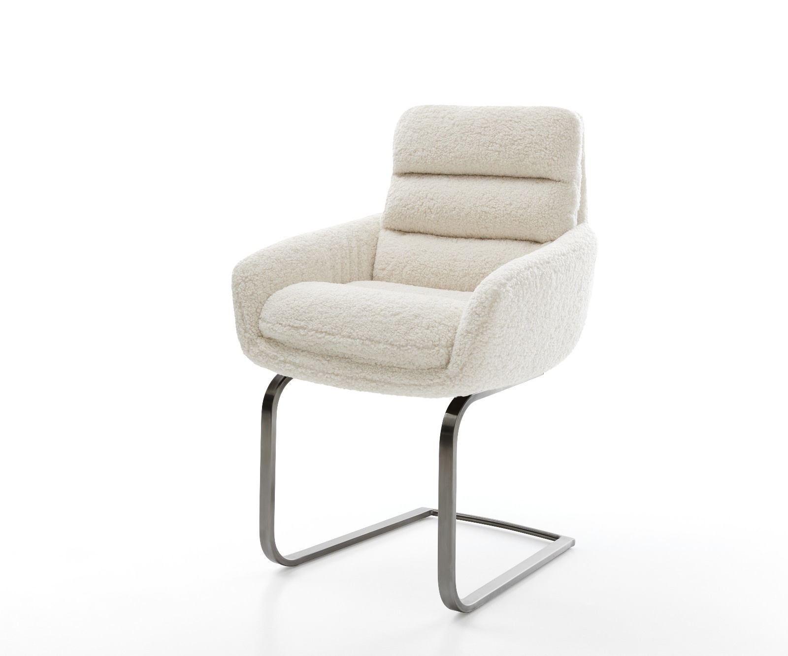 DELIFE Freischwinger Abelia-Flex mit Armlehnen Teddystoff Beige Freischwinger flach Graphit, Esszimmerstühle Image