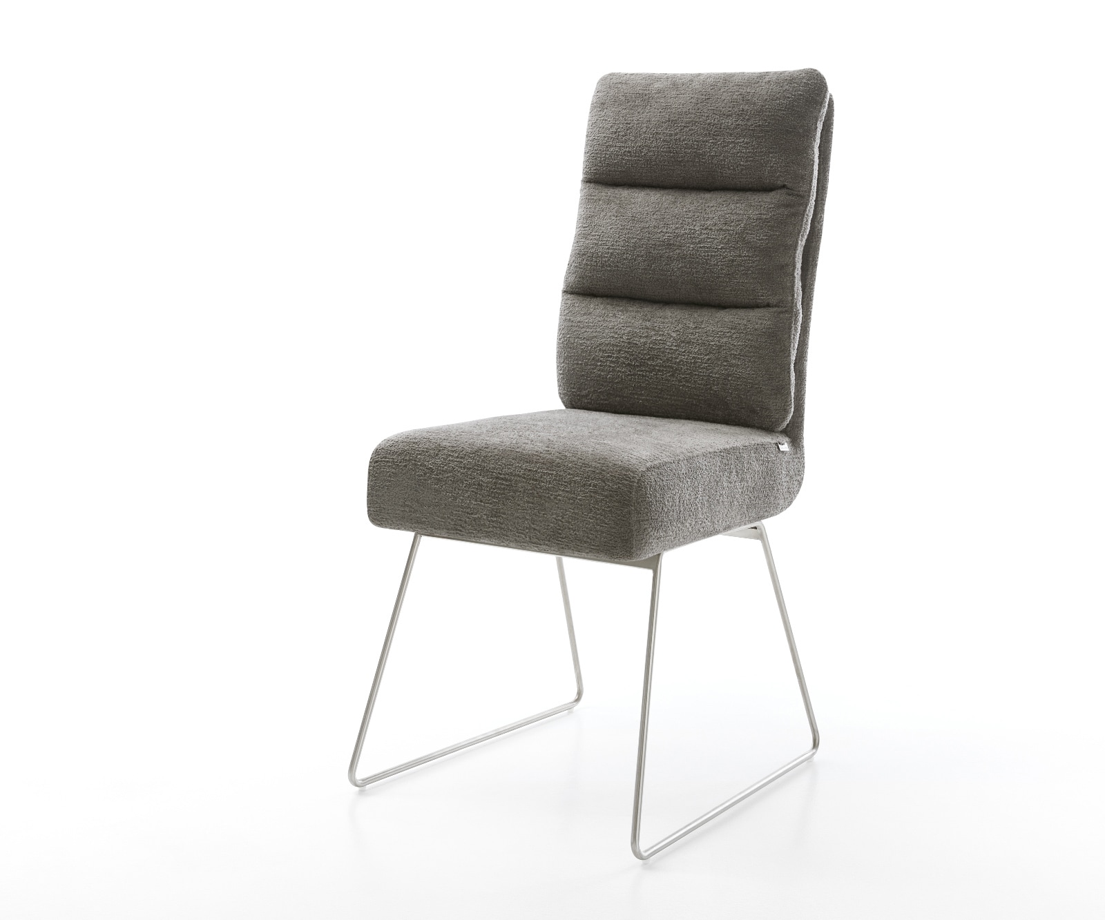 DELIFE Esszimmerstuhl Pela-Flex Bouclé Soft Schlamm Kufengestell Edelstahl Taschenfederkern, Esszimmerstühle Image