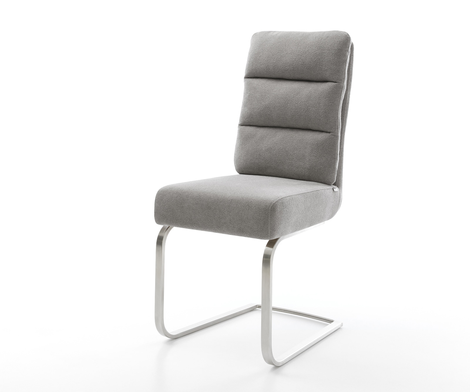 DELIFE Freischwinger Pela-Flex Strukturstoff Soft Grau Freischwinger flach Edelstahl Taschenfederkern, Esszimmerstühle Image