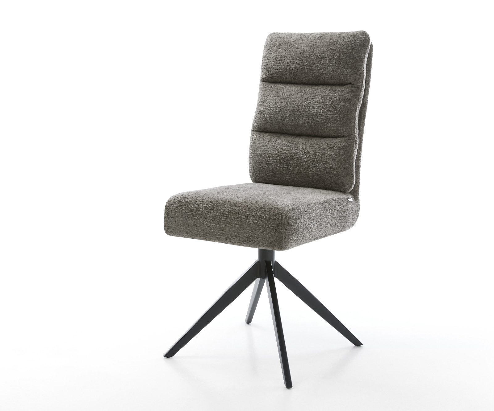 DELIFE Drehstuhl Pela-Flex Bouclé Soft Schlamm Kreuzgestell breit Schwarz 360° drehbar Wippfunktion Taschenfederkern, Esszimmerstühle Image