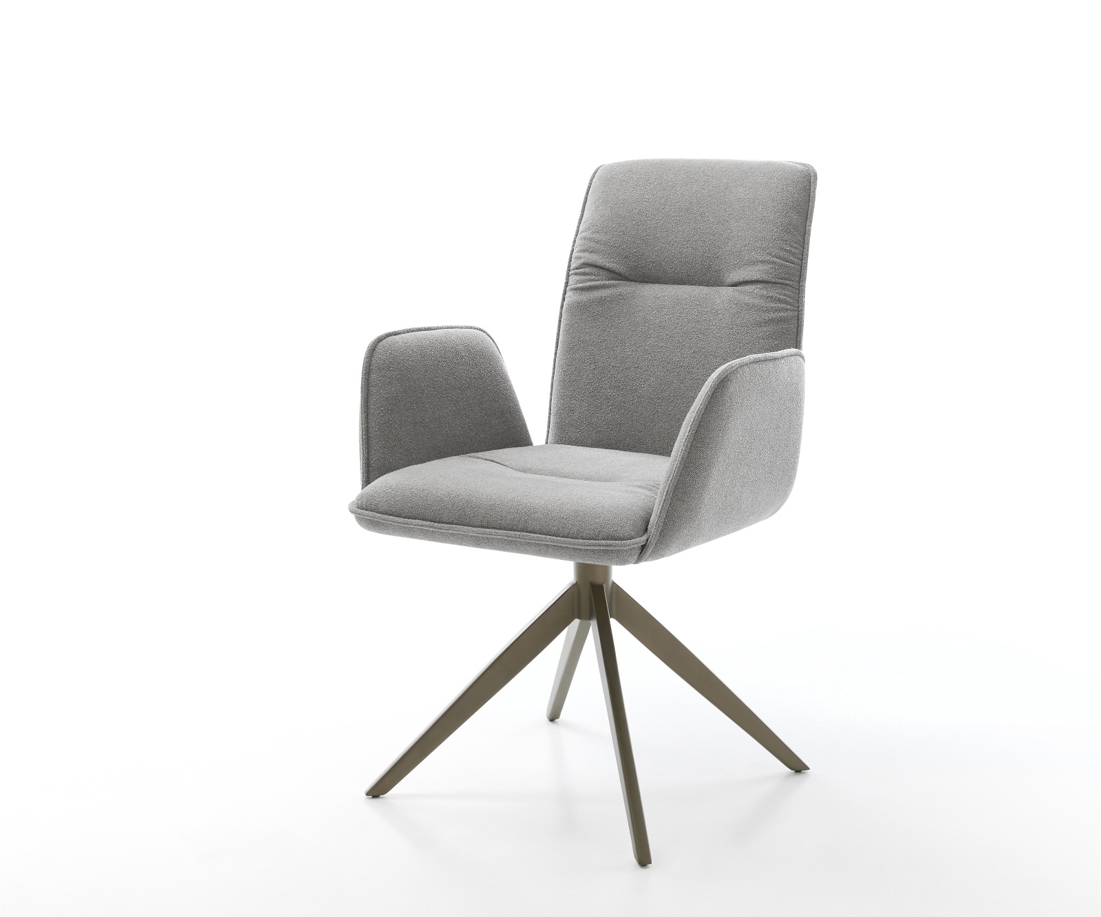 DELIFE Drehstuhl Vinja-Flex Strukturstoff Soft Grau Kreuzgestell breit Effektfinish Titan 360° drehbar Wippfunktion, Esszimmerstühle Image