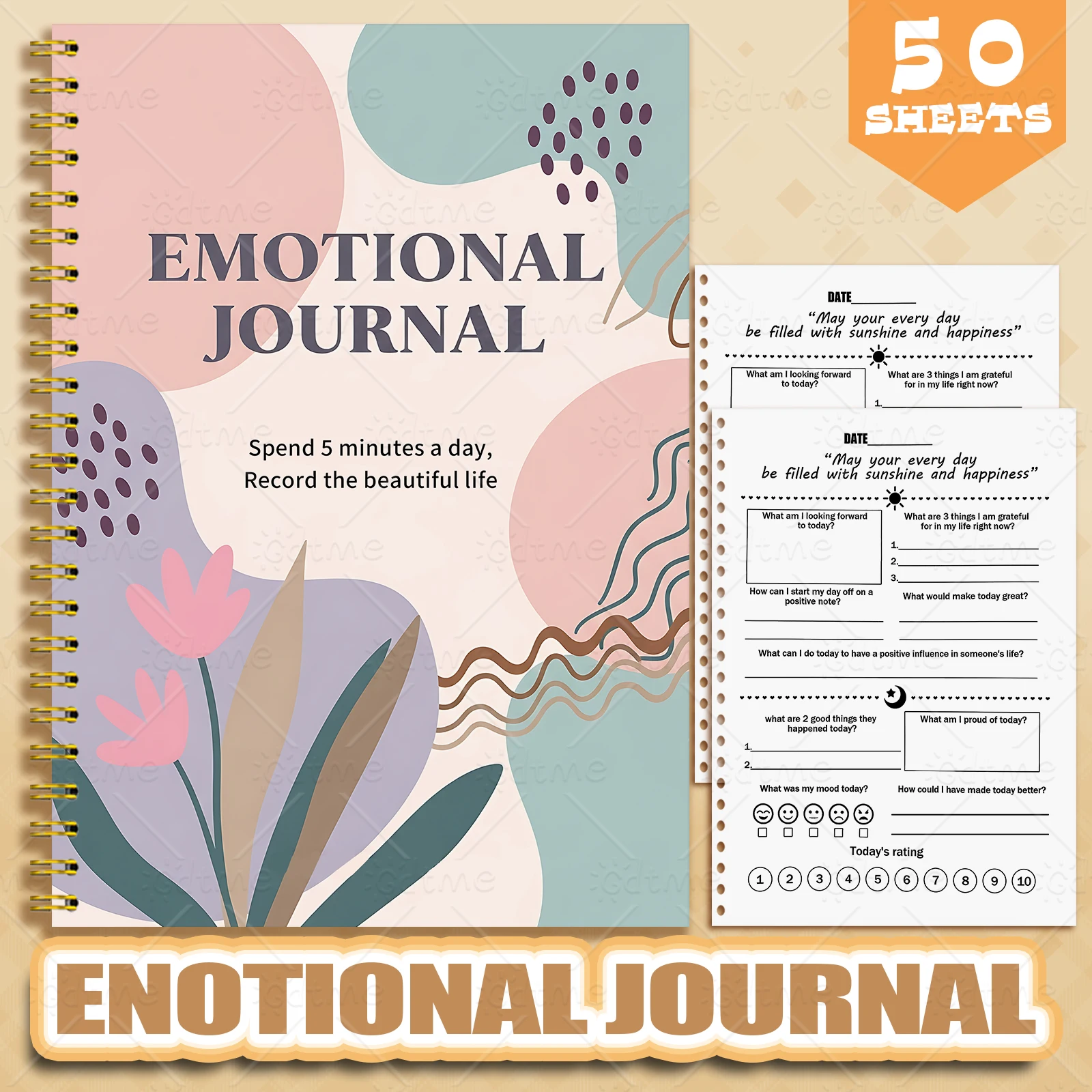 VOURNAL émotionnel-planificateur de santé mentale pour adultes, cahier d