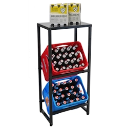 PROREGALGetränkekistenregal KÖNIGSSEE S PLUS mit Ablage HxBxT 103x48x32 2 Kisten auf 2 Ebenen + Board Höhenverstellbare Füße Schwarz Image