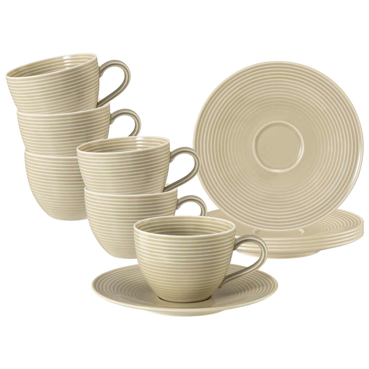 Seltmann Weiden Beat Color Glaze Kaffeetassen mit Untertassen 6er Set Sandbeige Image