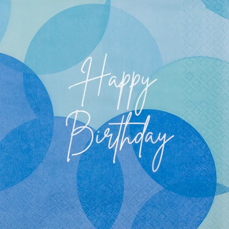 Home Fashion, Birthday blue, Lunch-Servietten aufgefaltetes Maß 33 cm x 33 cm, im Viertelfalz, 20 Stück pro Packung Image