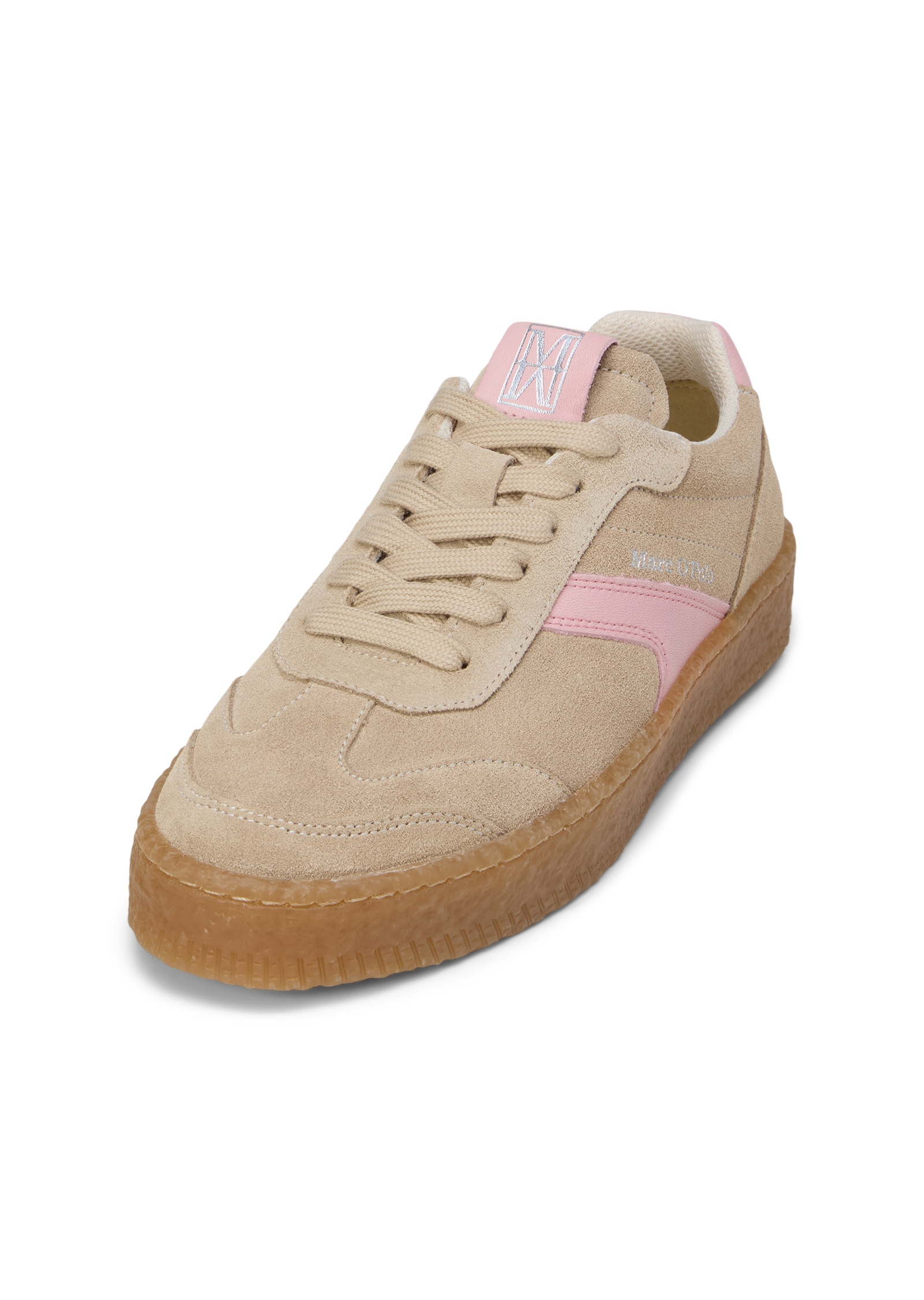Sneaker MARC O'POLO "aus softem Veloursleder", Damen, Gr. 42, raw cream, natural rose, Obermaterial: 80% Leder, 20% Polyurethan, unifarben, Schuhe Sneaker