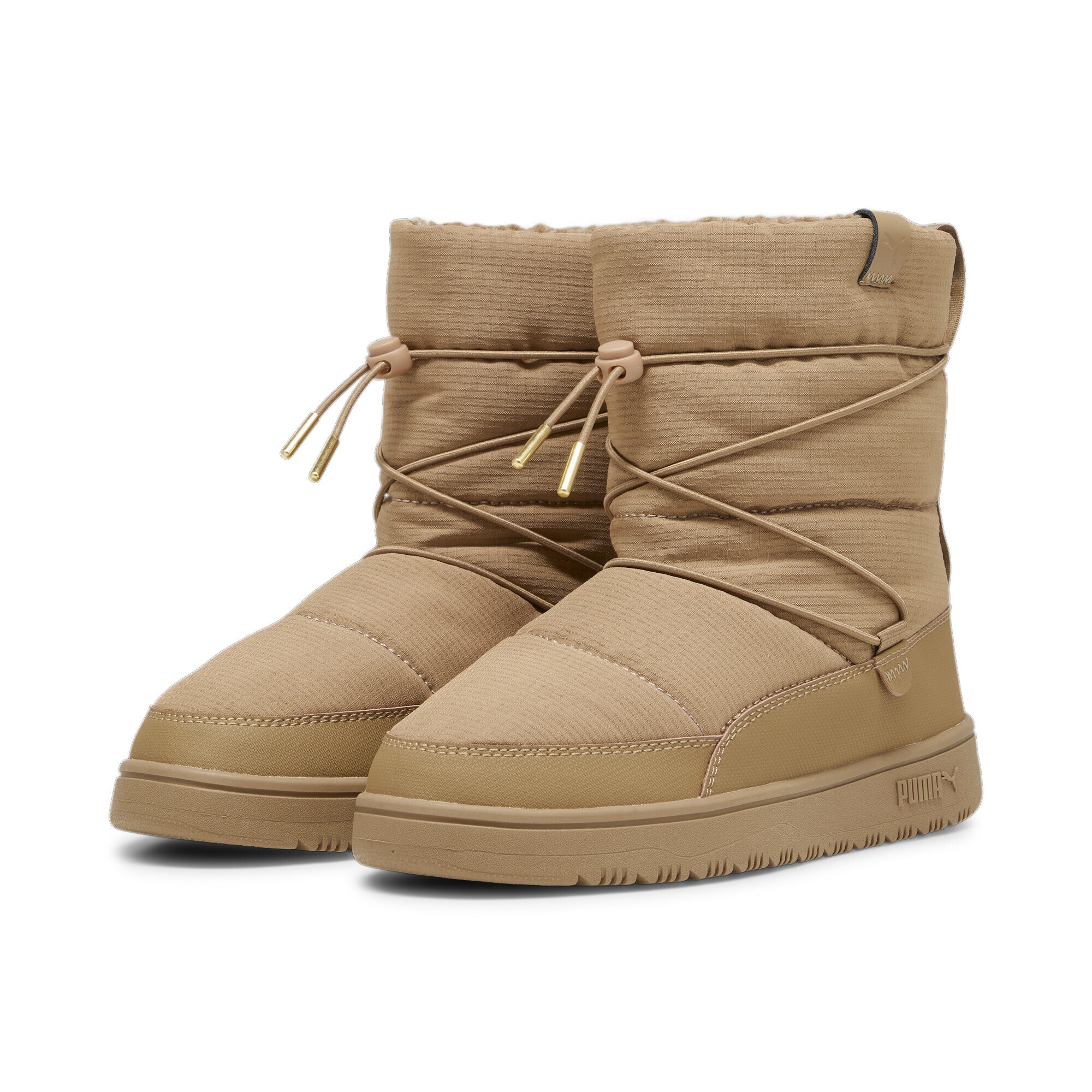 Sneaker PUMA "Snowbae Stiefel Damen", Damen, Gr. 40, beige (toasted chocolate chip beige braun), Obermaterial: Kuhleder, Synthetik, Textil; Futter: Textil; Innensohle: Textil; Laufsohle: Gummi, Schuhe Sneaker