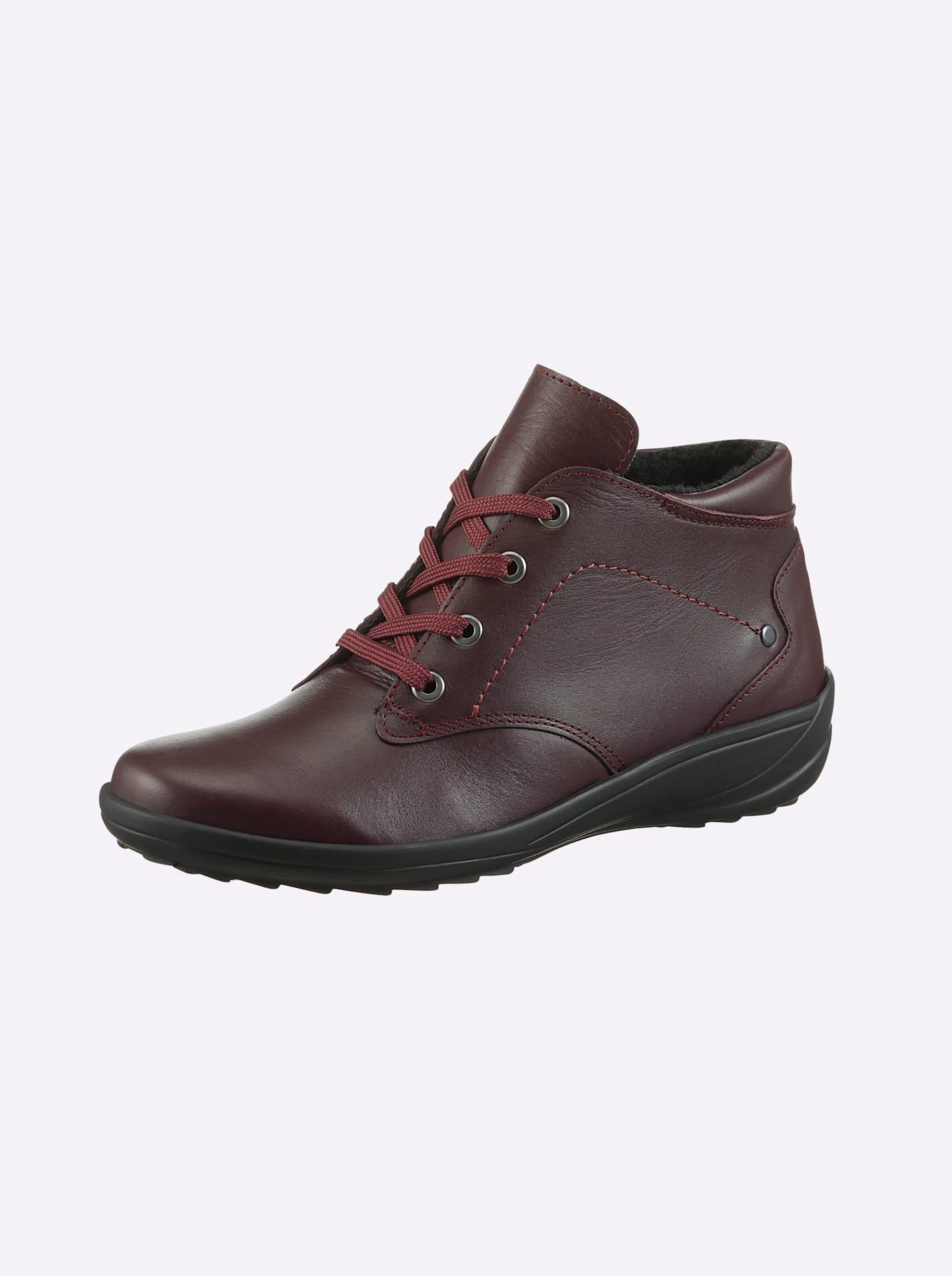 Stiefelette CLASSIC, Damen, Gr. 38, rot (bordeaux), Glattleder, Rindsleder, Basic, Schuhe Stiefelette