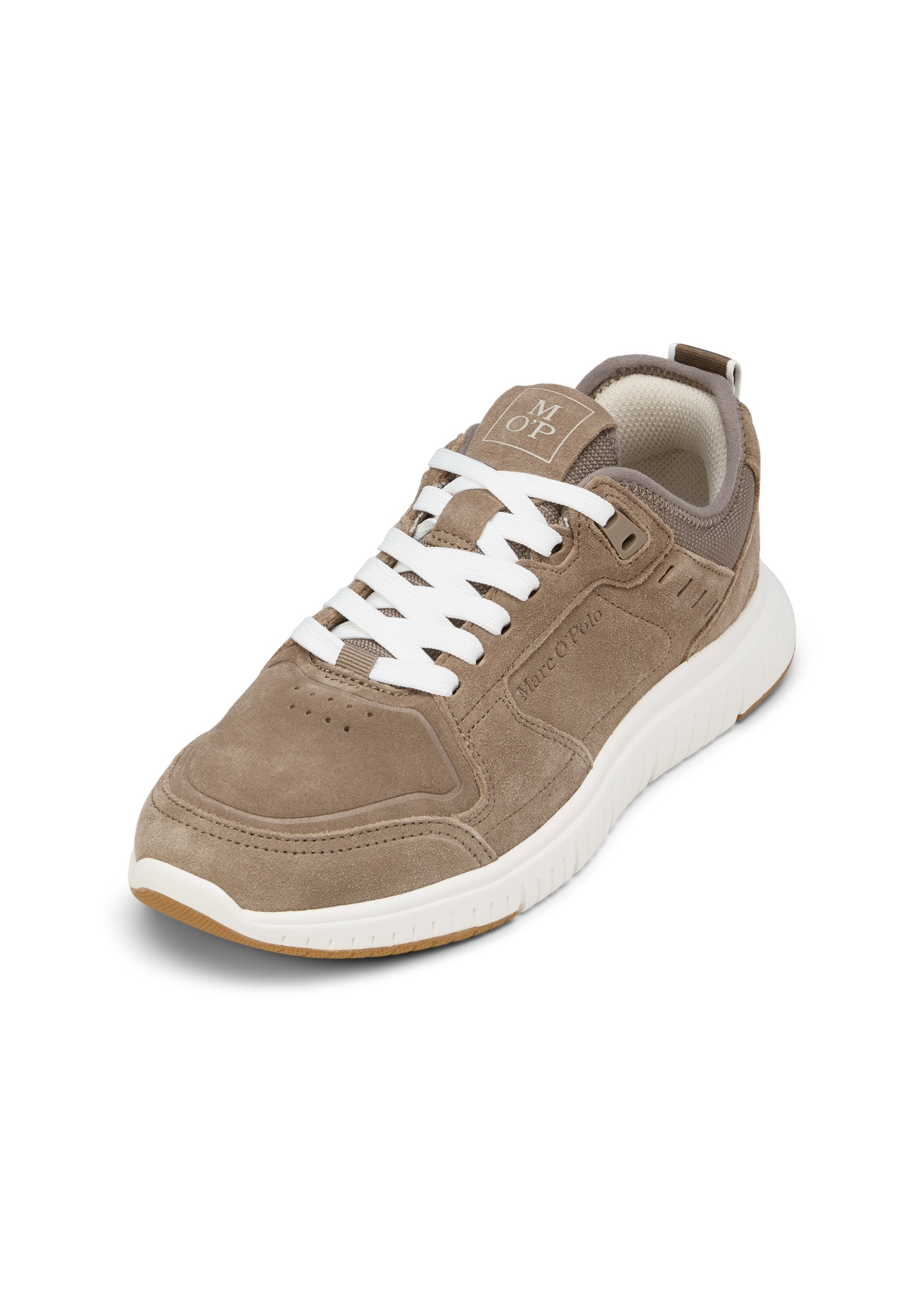 Sneaker MARC O'POLO "aus edlem Veloursleder", Damen, Gr. 46, pavestone, Obermaterial: 100% Leder (Rind), unifarben, Schuhe Sneaker