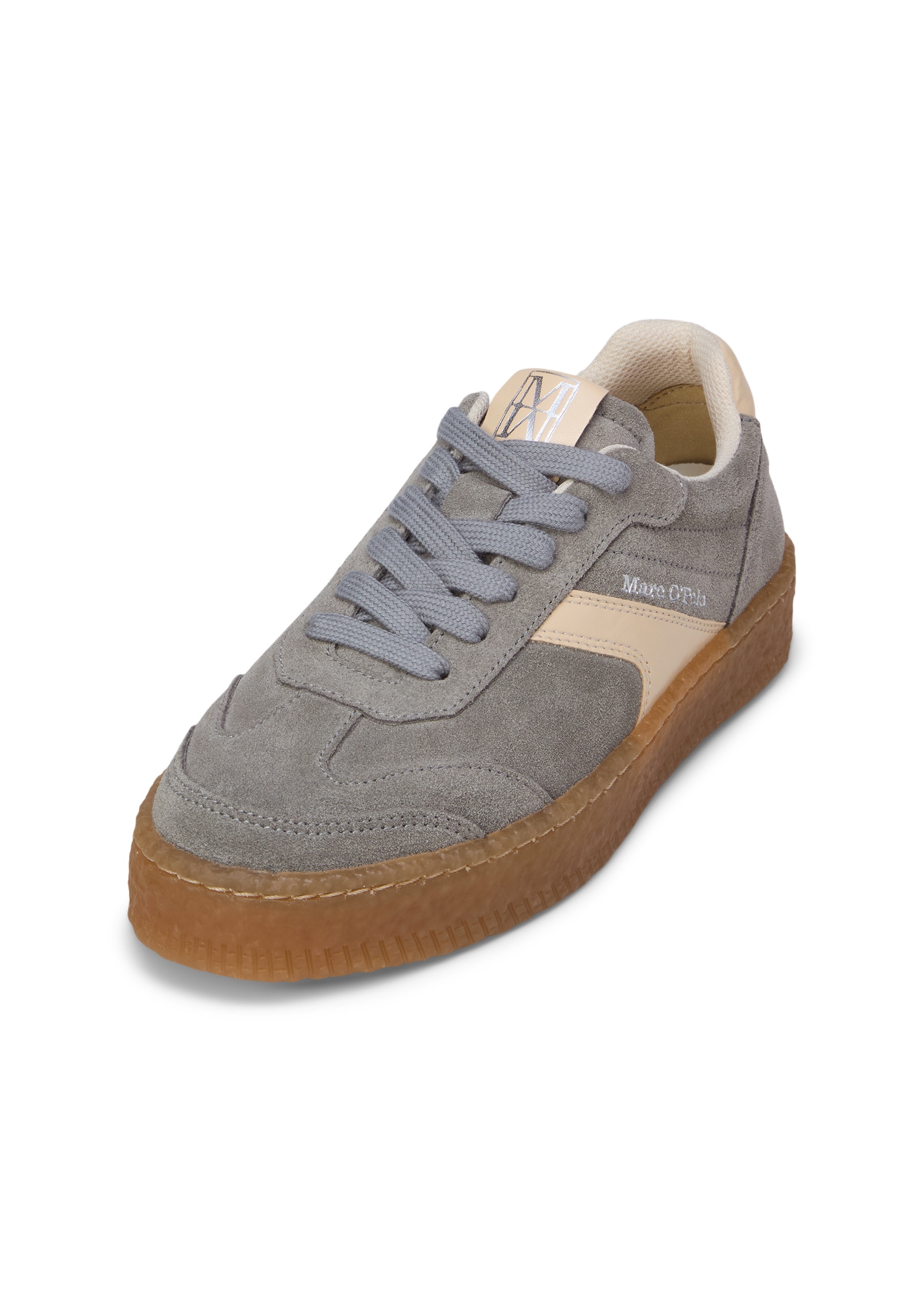Sneaker MARC O'POLO "aus softem Veloursleder", Damen, Gr. 40, basalt grau, natural cotton, Obermaterial: 80% Leder, 20% Polyurethan, unifarben, Schuhe Sneaker