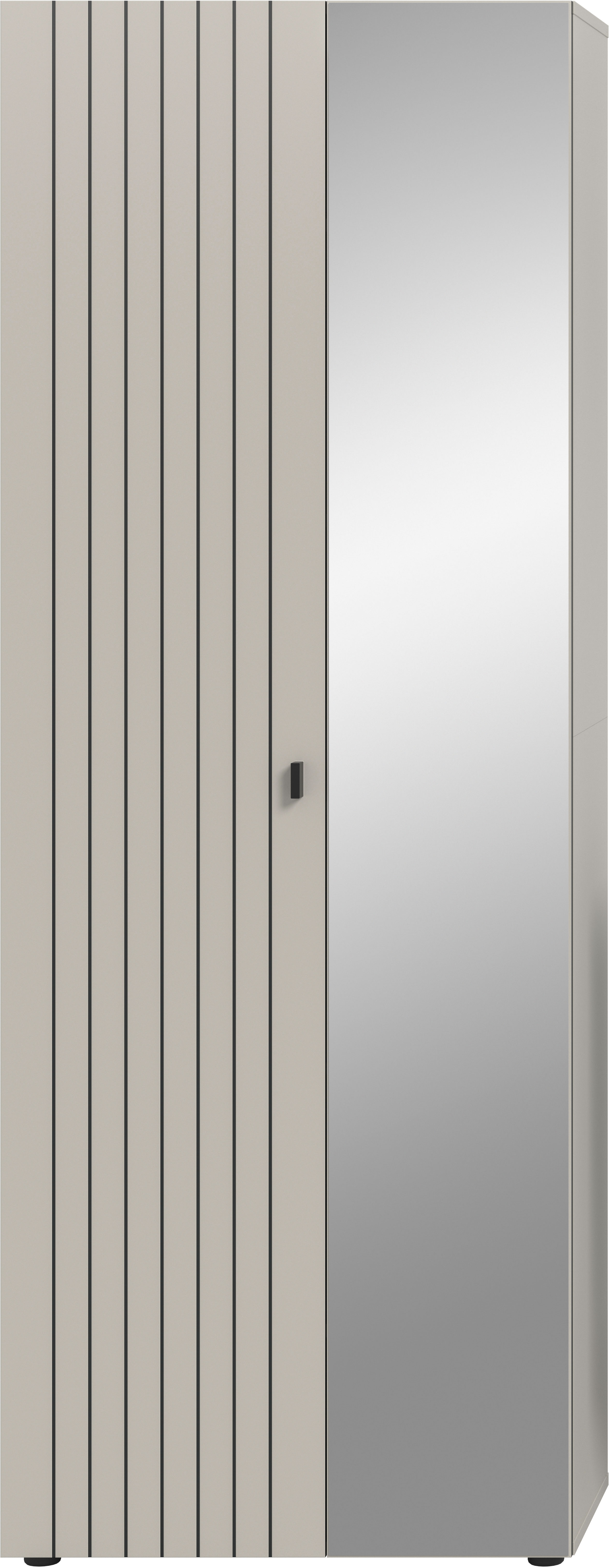 Garderobenschrank HOME AFFAIRE "TATIO, Höhe 192 cm, Rillenoptik, Spiegeltür", kashmir nachbildung, B:70cm H:192cm T:37cm, FSC-zertifizierter Holzwerkstoff, Schränke, Garderobenschrank, Garderobenschrank, Flurschrank, Dielenschrank