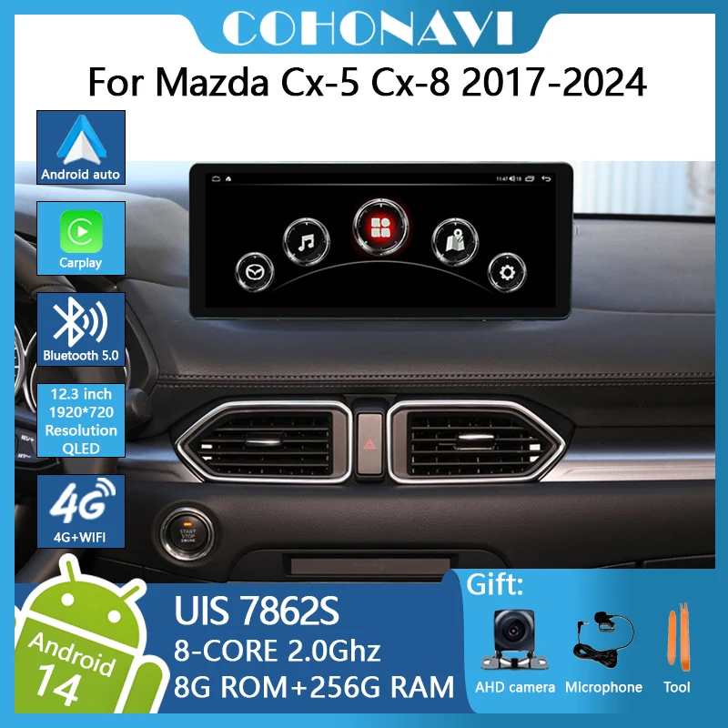 12,3 ZOLL COHO Dual System 1920*720 Für Mazda Cx-5 Cx-8 2017-2024 Auto Navigation GPS Audio DVD Radio Android14 8 + 256G carplay
