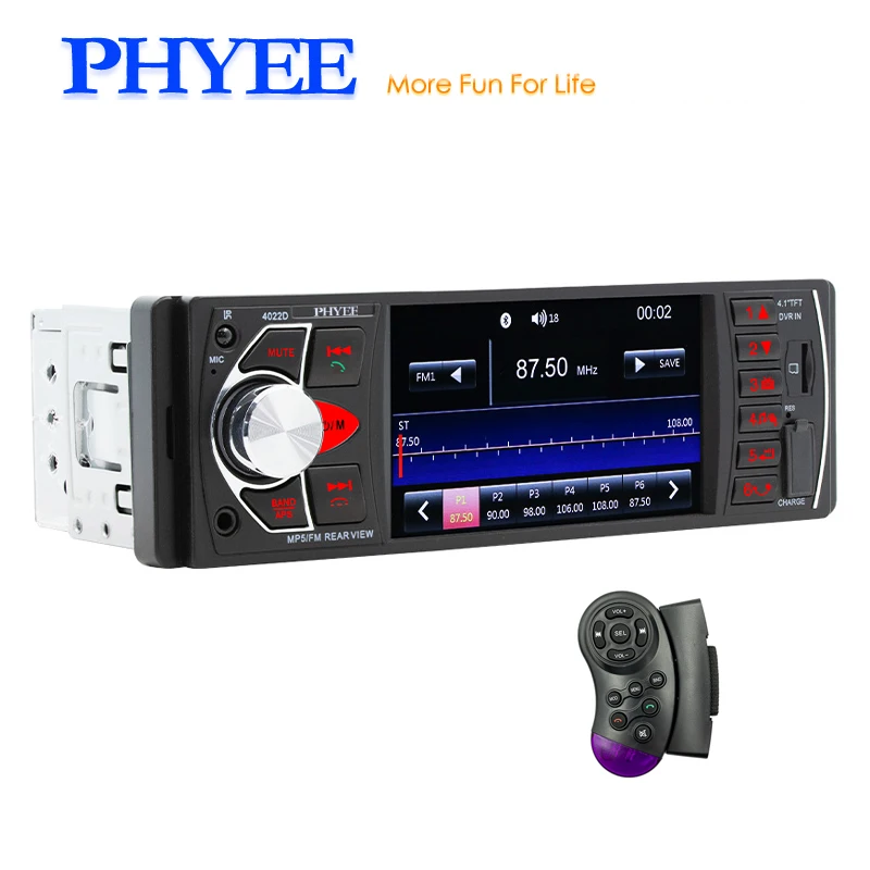 Autoradio Bluetooth, 1 Din, MP5-Player, Freisprecheinrichtung, USB TF Aux FM Stereo, Lenkradfernbedienung, Rückfahrkamera, Haupteinheit 4022D Image