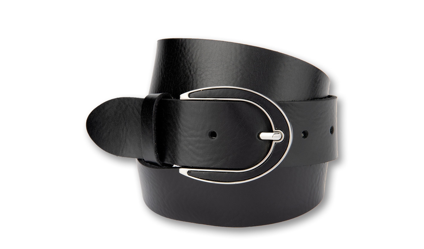 Ledergürtel BERND GÖTZ "Ledergürtel mit Lederapplikation in Gürtelfarbe", Damen, Gr. 110, schwarz, Rindsleder, Gürtel Ledergürtel Image