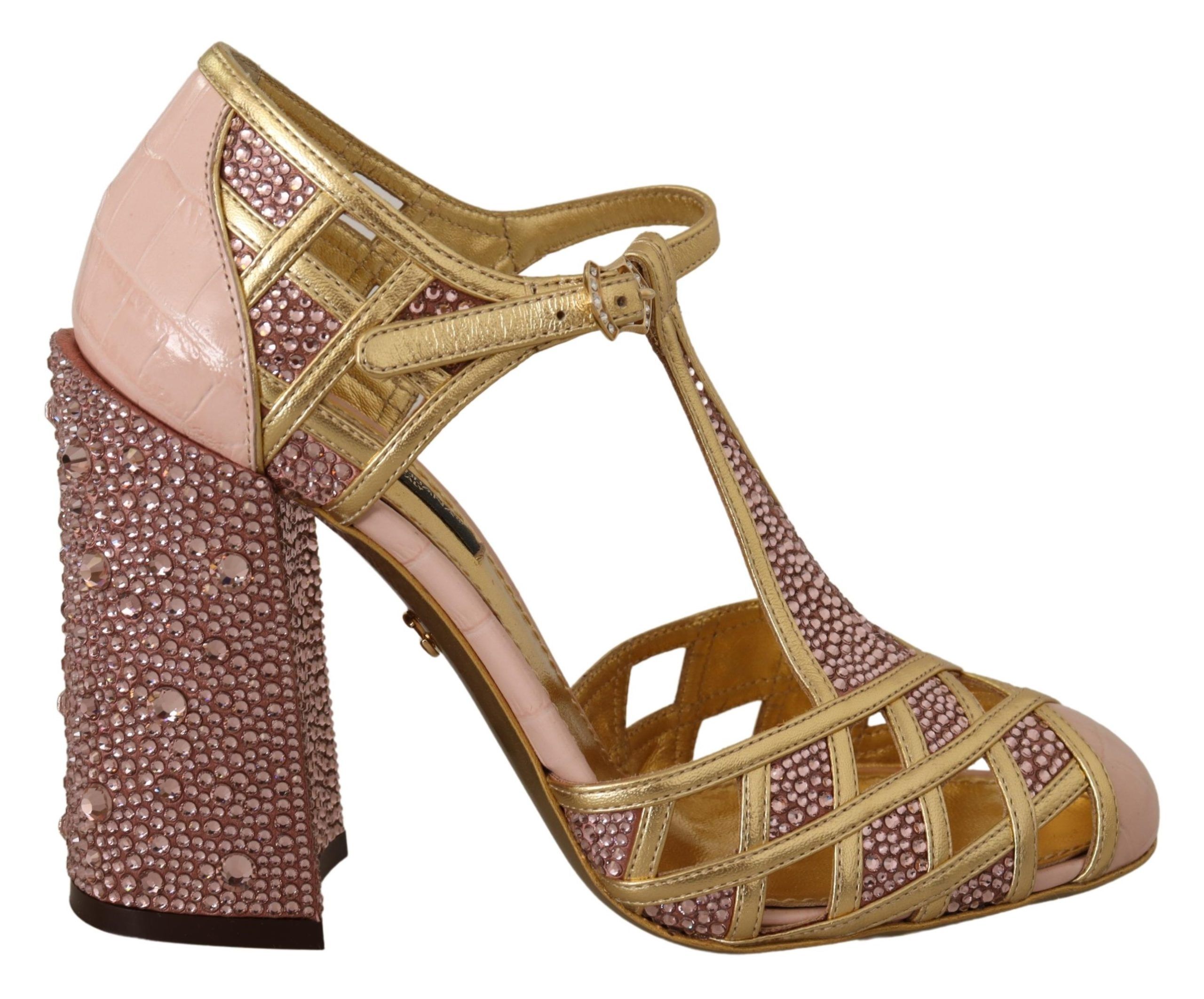 Kristall-Tstrap-Pumps Gold Pink EU 36
