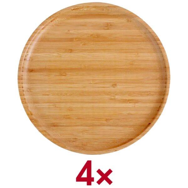 pandoo Mehrweg-Menüteller bambus Ø 25 cm 4 Stück braun, 25x2 cm
