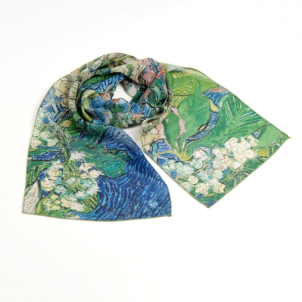 Sciarpa Van Gogh da donna, sciarpa boho, regalo per insegnante d'arte, stampa floreale, sciarpa di seta, sciarpa estiva, scialle da sposa, sciarpa da