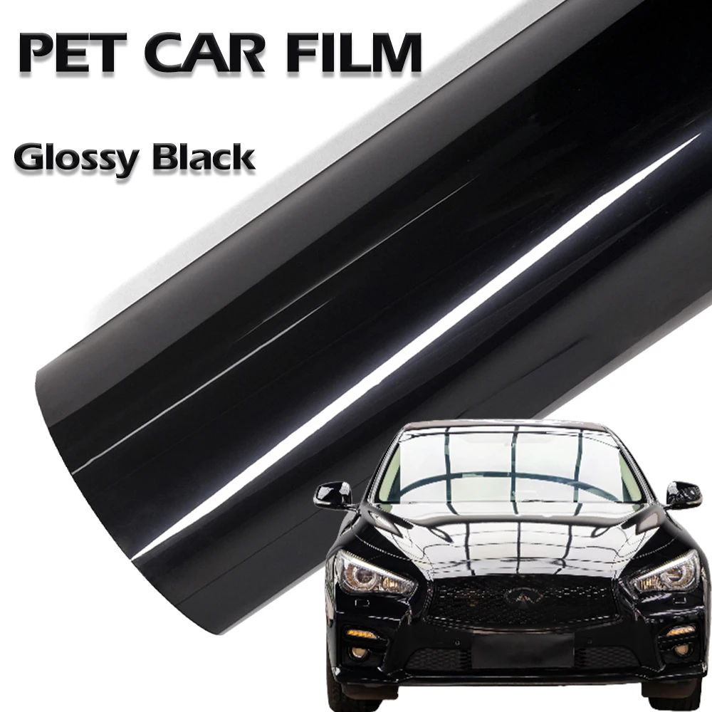 PET glänzend schwarz Auto Vinyl Wrap Film Personalisierung wasserdicht PVC Auto Dekoration Aufkleber Motorrad Auto Körper Schutzfolie Image
