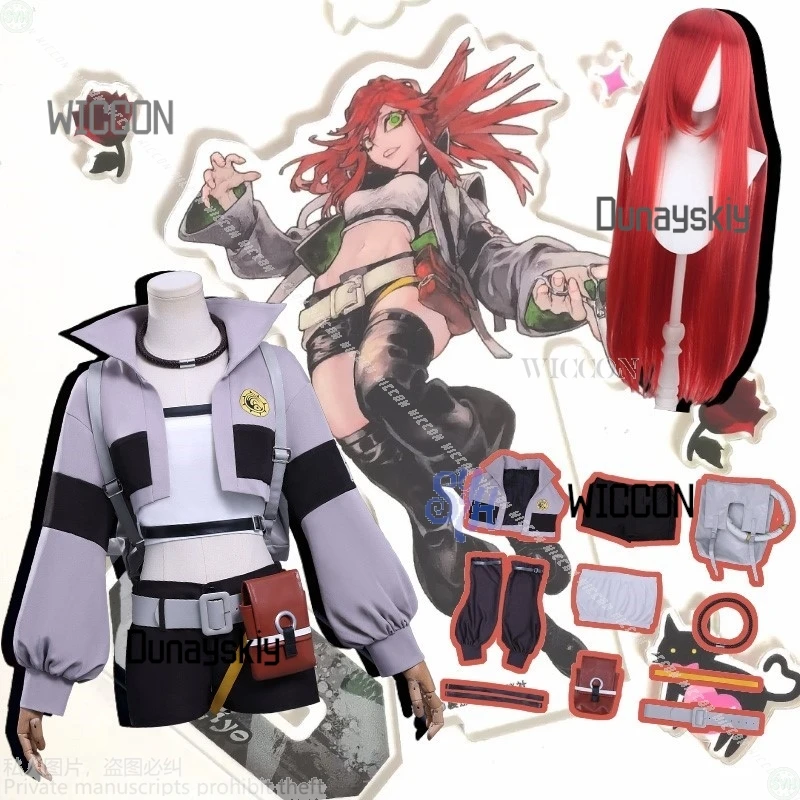 Neue Anime GACHIAKUTA Cosplay Riyo Kostüm Schuhe Stiefel Heiße Mädchen Punk Jirai Kei Stile Mantel Shorts Perücken Set Halloween Weihnachten