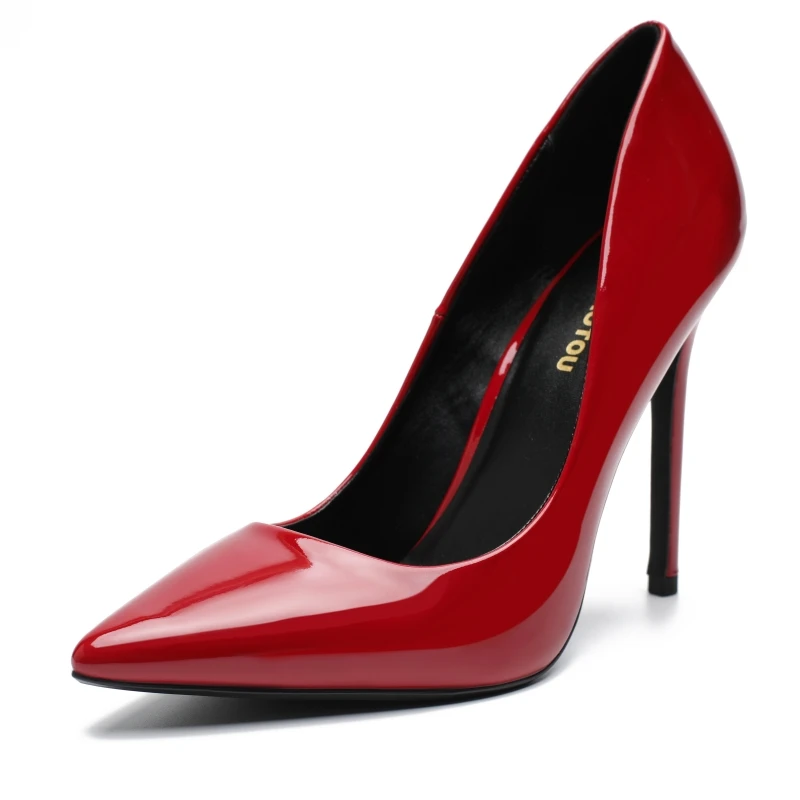 Spitze Zehen Pumps Schuhe Damen High Heels Rot Schwarz Leopard 12 cm Stiletto Heel Party Büro Hochzeit Schuhe Damen Große Größe 48