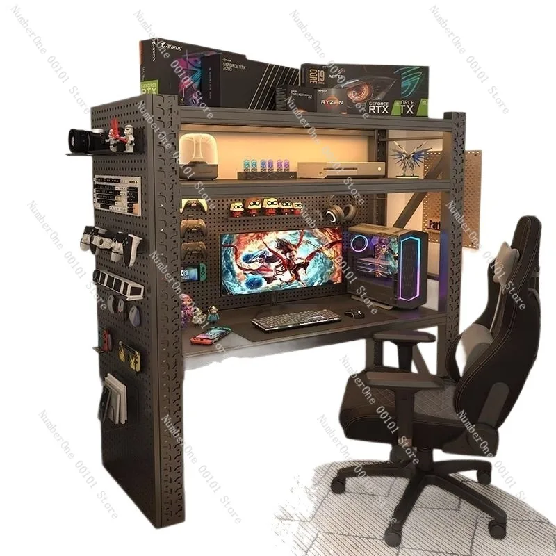 Computertisch, Schreibtisch, einfaches Regal, Gaming-Schreibtisch, selbstgemachtes mehrschichtiges Aufbewahrungsregal, Heimschreibtisch mit integrierten Aufbewahrungslösungen Image
