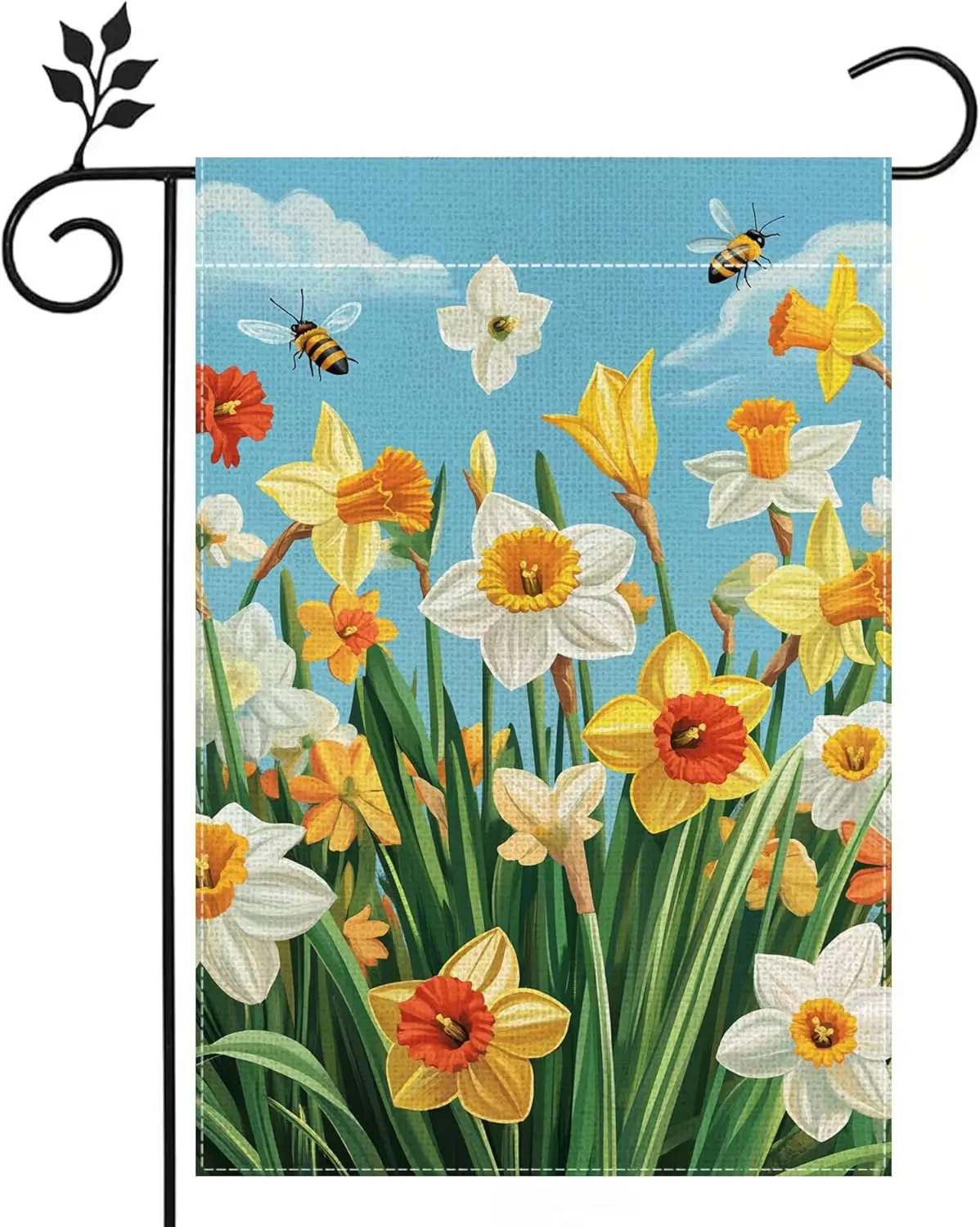 Spring Daffodil Floral Garden Flag for Outside Double Sided Burlap Flowers Summer Farmhouse Holiday Outdoor Yard Flag Home D EYY