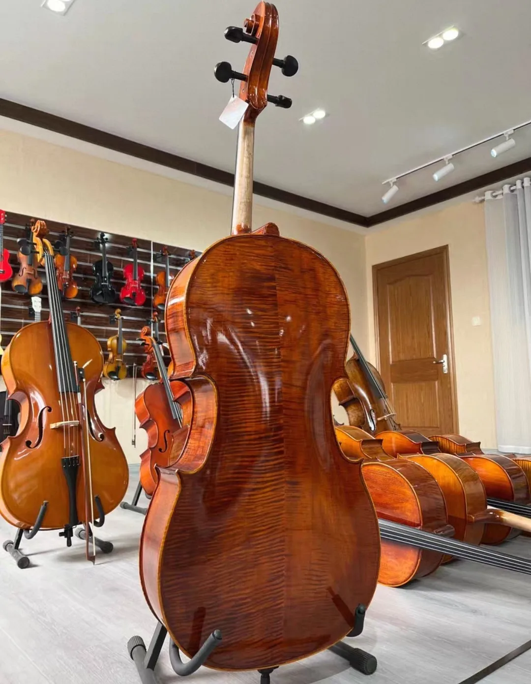 Flame Maple Massivholz Cello 4/4 Antikes Vintage-Cello Saiteninstrument Anfänger professionelles Violoncello mit Bogen Image