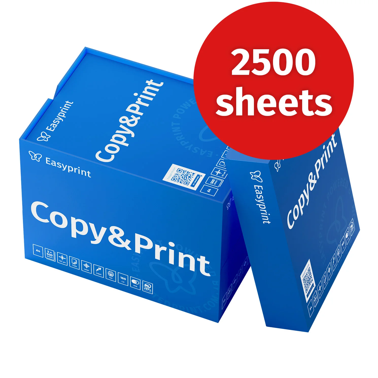 Easyprint A4-Kopierpapier, 2500 Blatt – 80 g/m2 leuchtend weißes Druckerpapier Image