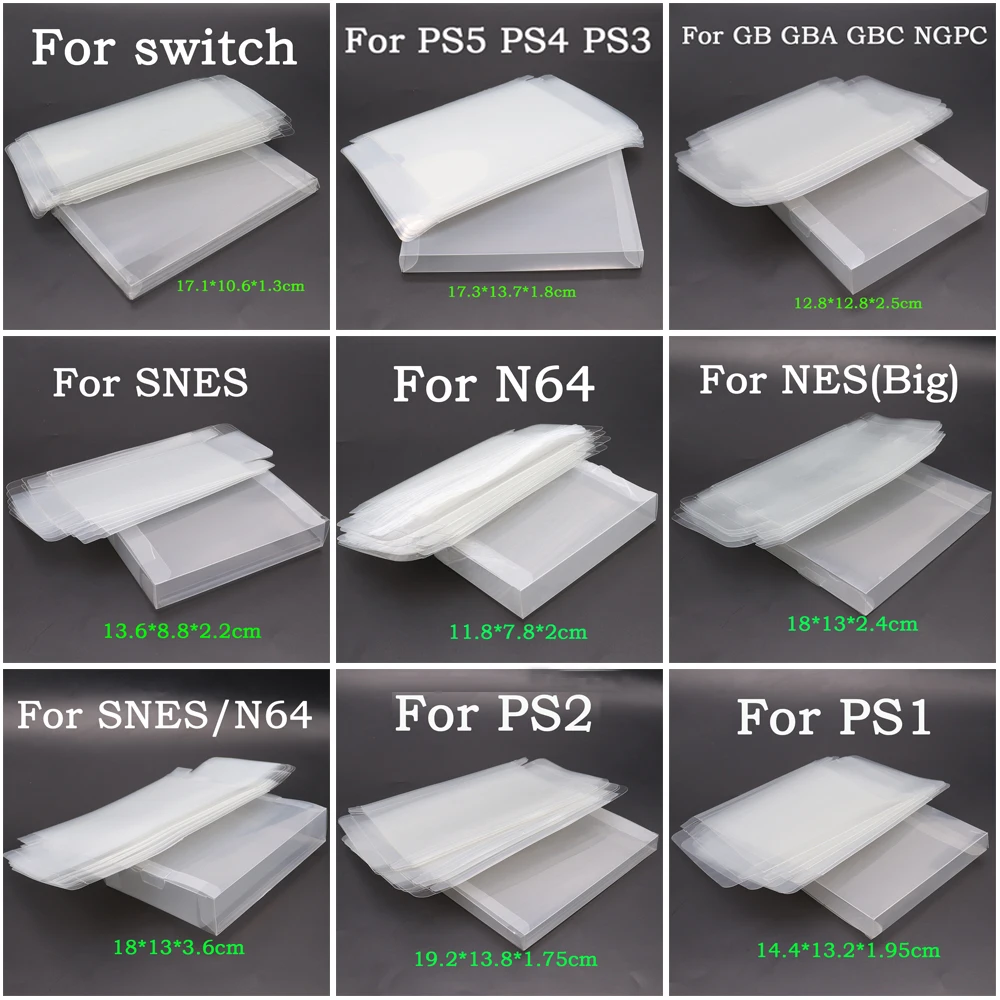 6 pezzi trasparente trasparente custodia per cartucce di gioco CIB giochi protezione in plastica PET per N64 NES SNES per GB GBA GBC NGPC Switch