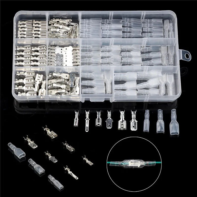 270/180/150/120 pz Isolato Maschio Femmina Connettore del Cavo 2.8/4.8/6.3mm Cavo Elettrico Terminali A Crimpare connettori a forcella assortiti