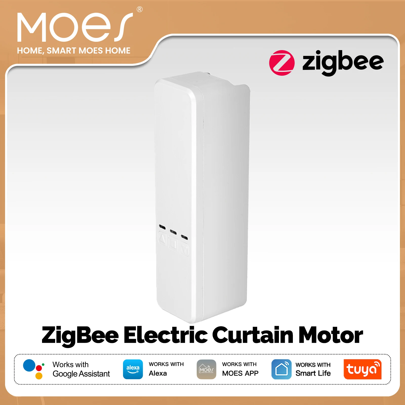 MOES Tuya ZigBee Smart Chain Rollos Motorantrieb Elektrischer Schatten-/Fensterladenvorhang App-Steuerung Funktioniert mit Alexa Google Home