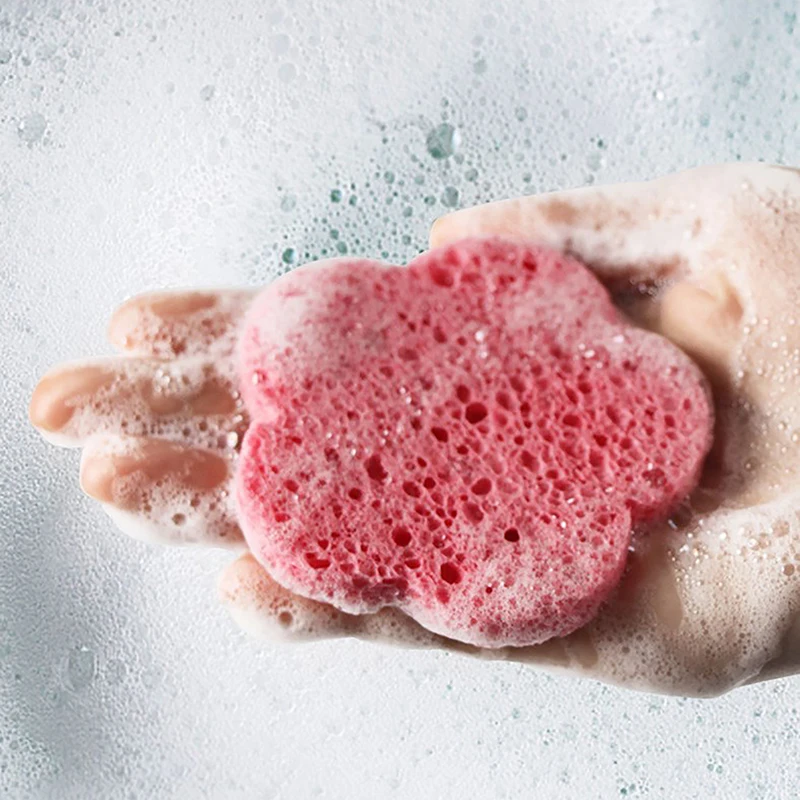 Pflaumenförmiges Gesichtsreinigungsschwamm-Pad für Peeling-Maske, Gesichts-Spa-Massage, Make-up-Entfernung, dickere Kompresse, natürliche Zellulose Image