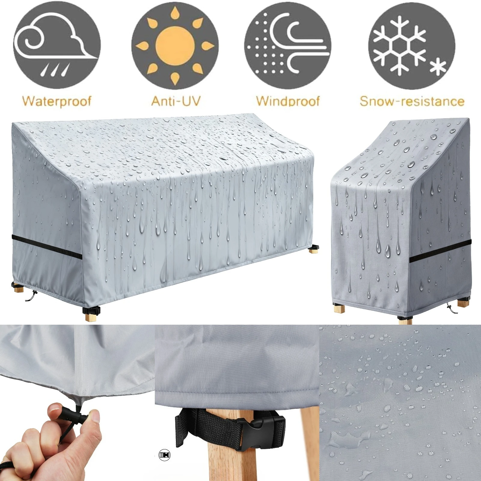Wasserdichte Gartenstuhl-Abdeckungen, regen- und schneesicher, für Sofa, Tisch, Stühle im Freien, universeller Möbelschutz, staubdicht