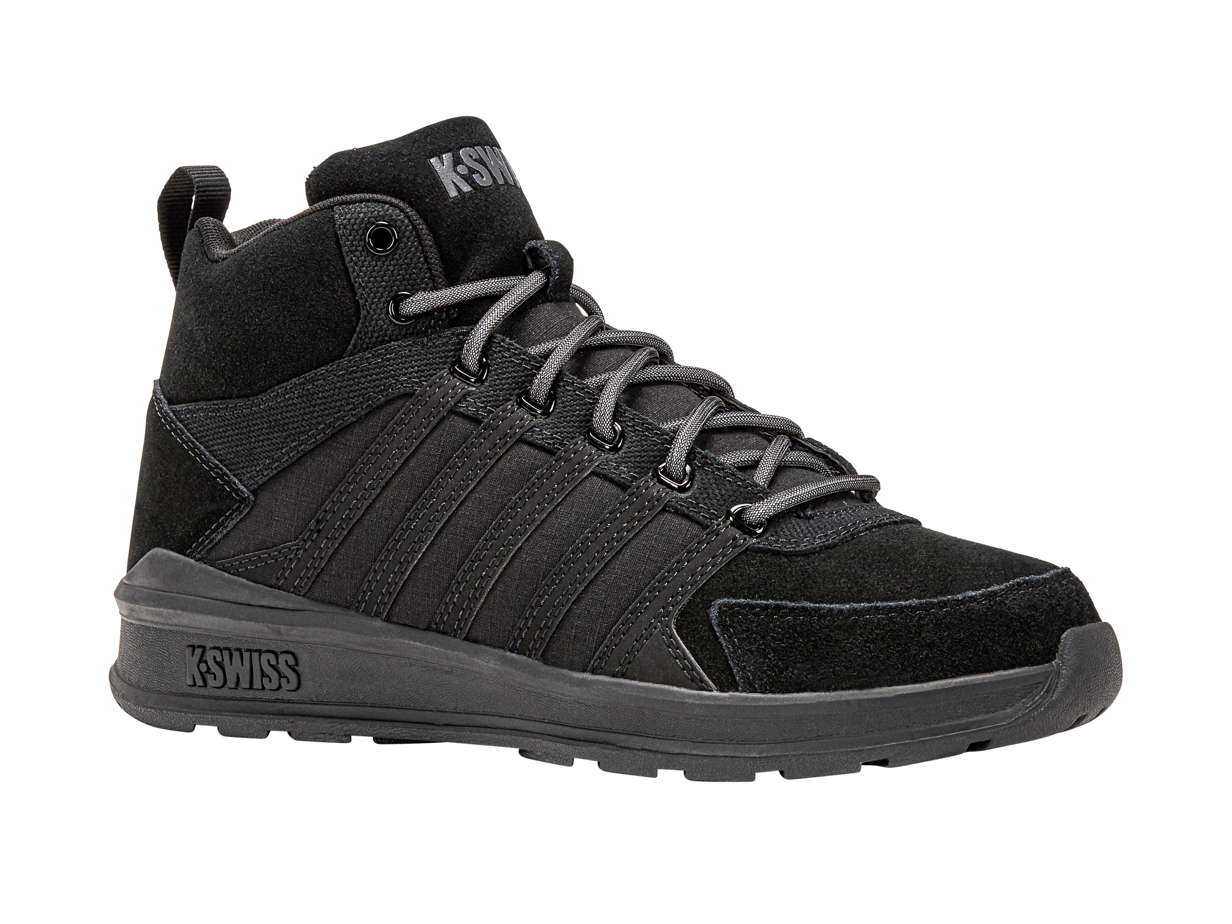 Sneakerboots K-SWISS "VISTA TRAINER MID WNT", Damen, Gr. 46, schwarz, schwarz, schwarz, Leder, Textil, Schuhe Sneakerboots, Winterschuhe, Schnürboots, Sneaker