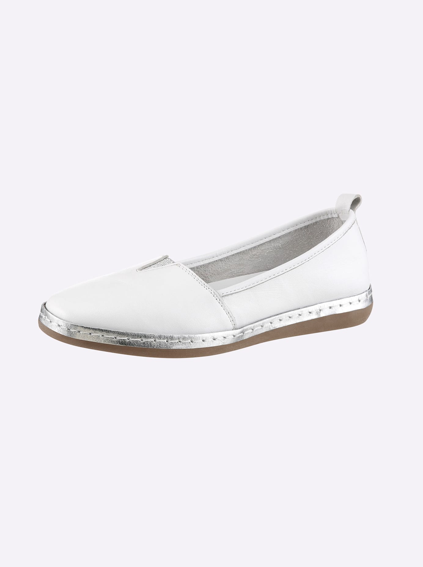 Slipper ANDREA CONTI, Damen, Gr. 42, weiß, silberfarben, Glattleder, Leder, Rindsleder, Schuhe Slipper