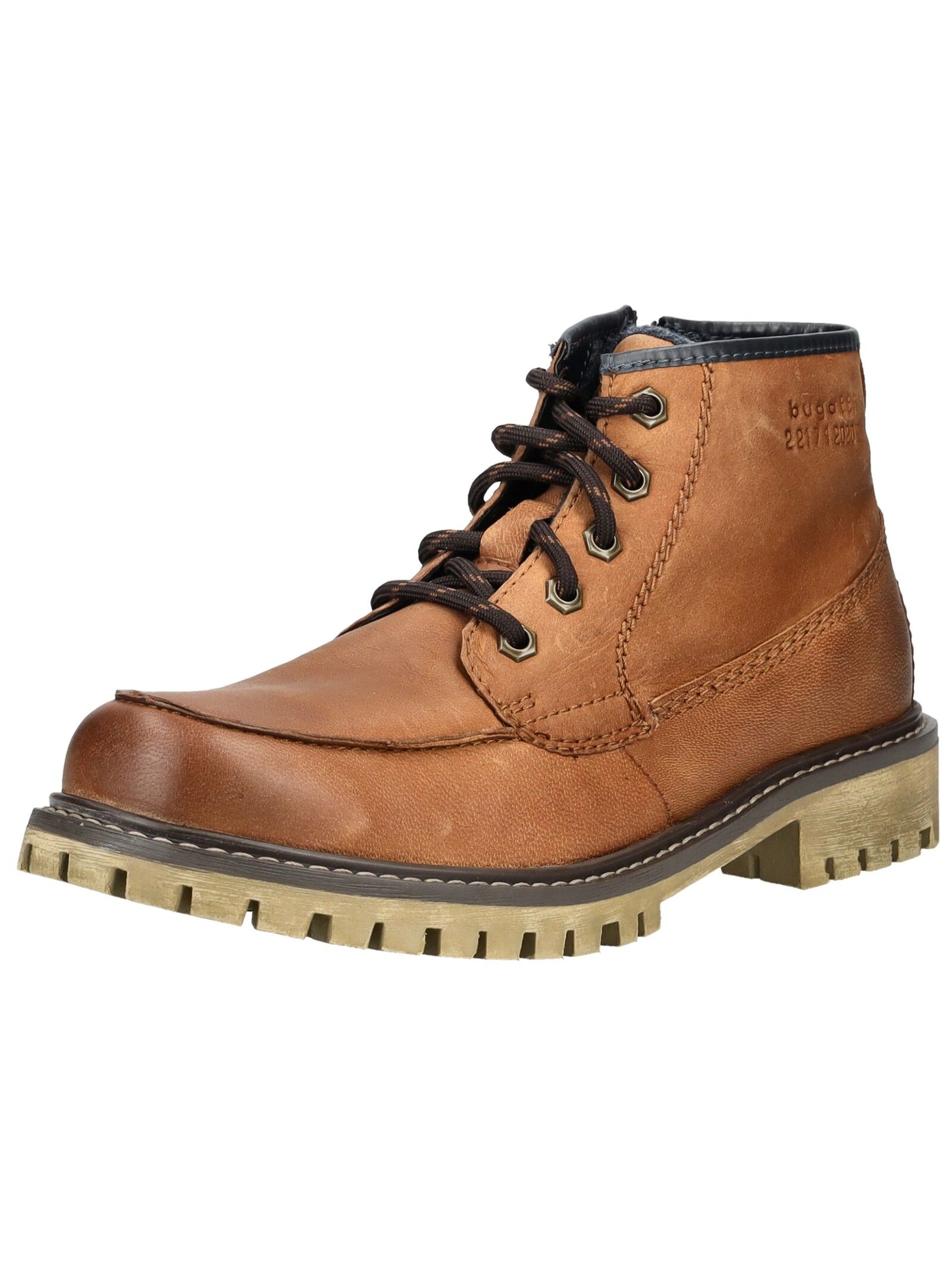 Schnürstiefelette BUGATTI "bugatti Stiefelette Leder", Damen, Gr. 41, cognac, Leder, Schuhe Schnürstiefelette