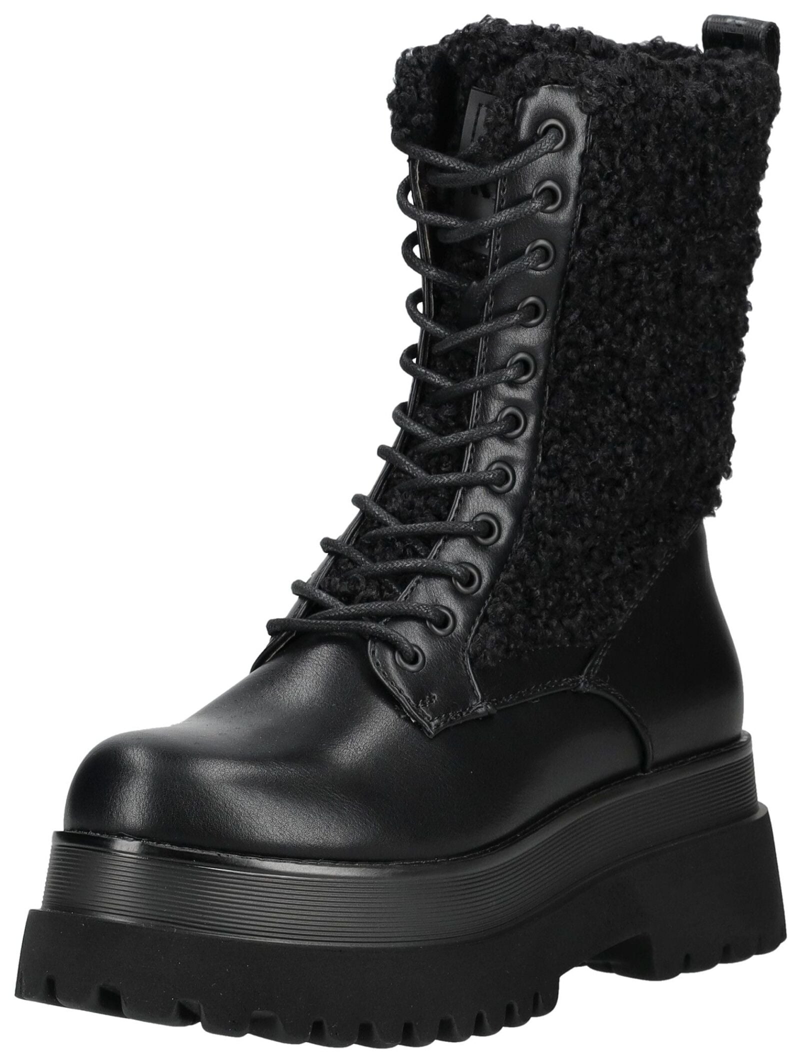 Schnürstiefel REPLAY "Replay Stiefel Lederimitat/Textil", Damen, Gr. 39, schwarz, Lederimitat, Textil, Schuhe Schnürstiefel