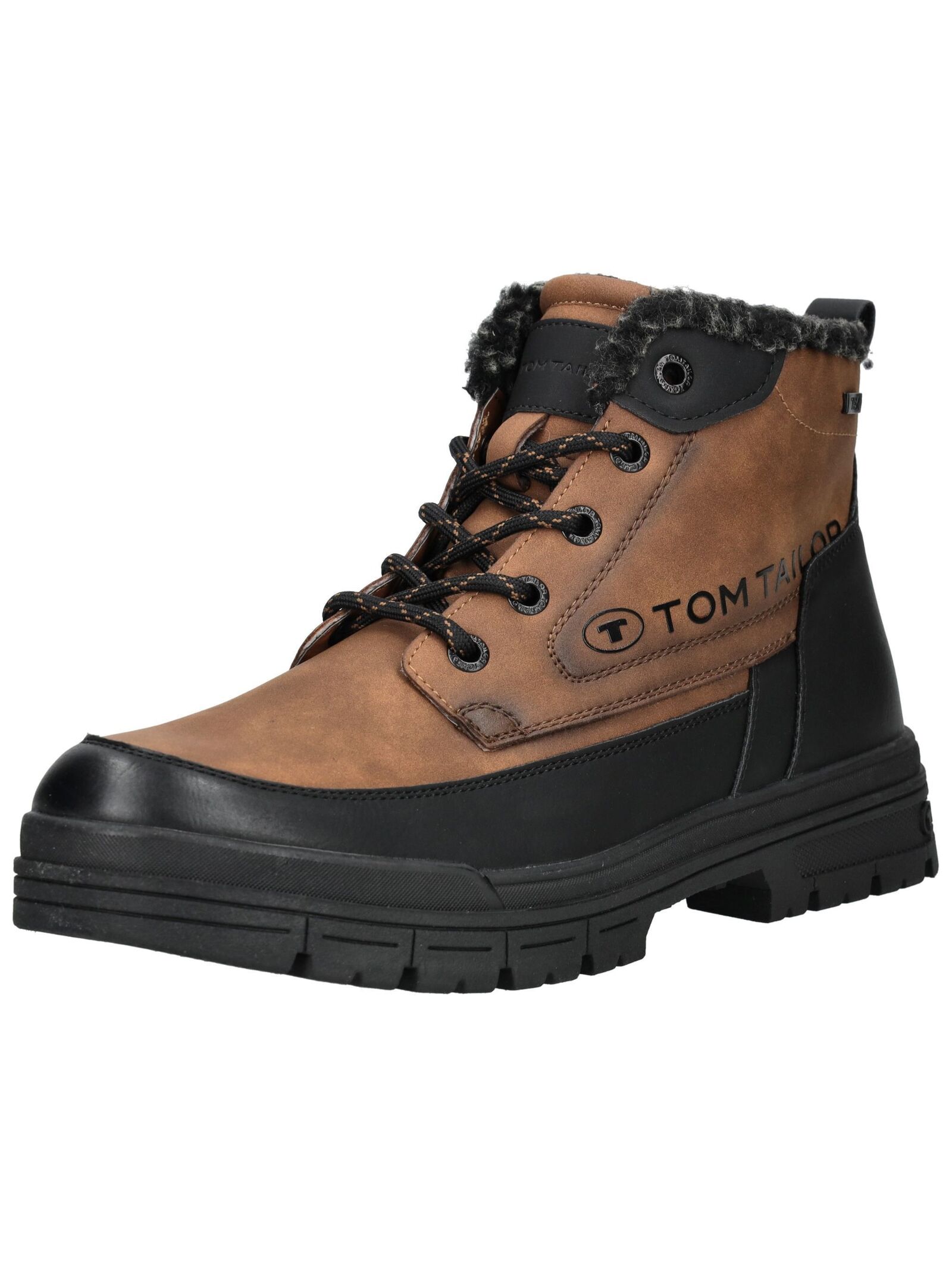 Schnürstiefelette TOM TAILOR "Tom Tailor Stiefelette Lederimitat", Damen, Gr. 41, cognac, Lederimitat, Schuhe Schnürstiefelette