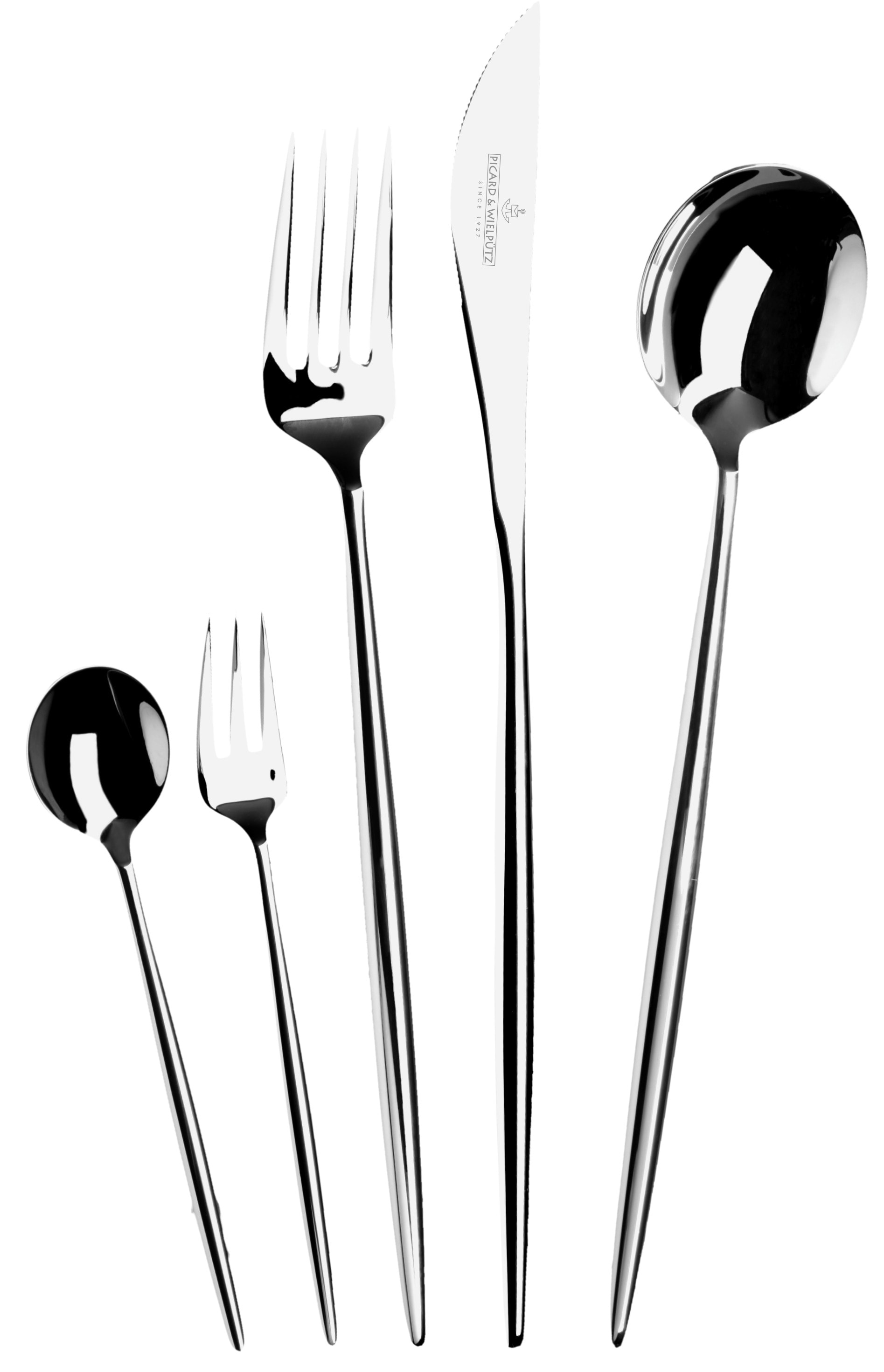 Besteck-Set "Lotus, im Geschenkkarton, wahlweise als 24- oder 30-teiliges Set", silberfarben, 30 tlg., Chromnickelstahl 18/10, PICARD & WIELPÜTZ SOLINGEN, Essbesteck-Sets, modernes und außergewöhnliches Design