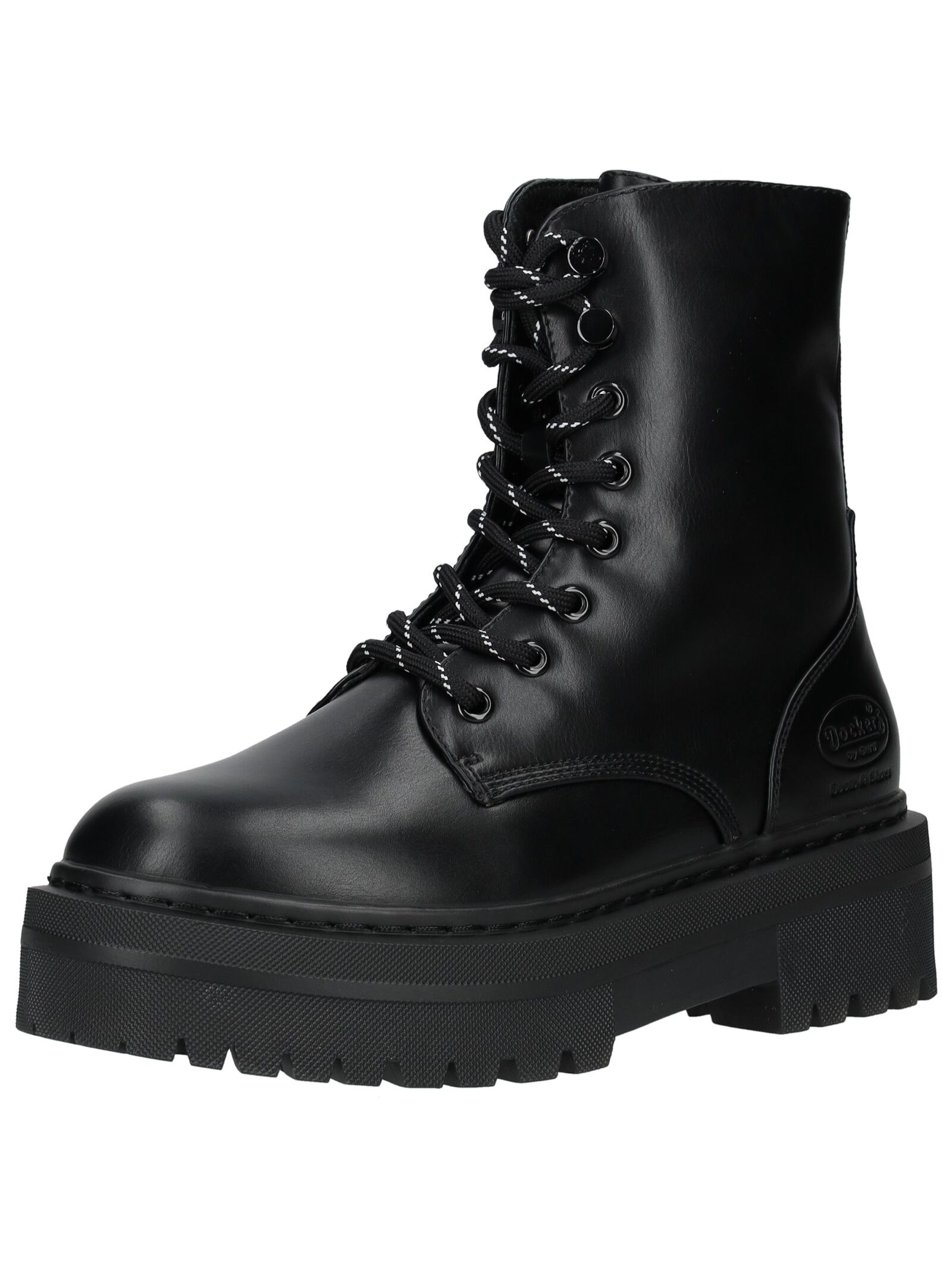 Schnürstiefelette DOCKERS BY GERLI "Dockers by Gerli Stiefelette Lederimitat", Damen, Gr. 38, schwarz, Lederimitat, Schuhe Schnürstiefelette