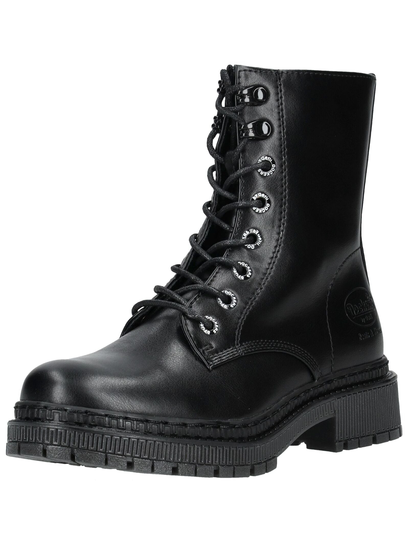 Schnürstiefelette DOCKERS BY GERLI "Dockers by Gerli Stiefelette Lederimitat", Damen, Gr. 37, schwarz, Lederimitat, Schuhe Schnürstiefelette