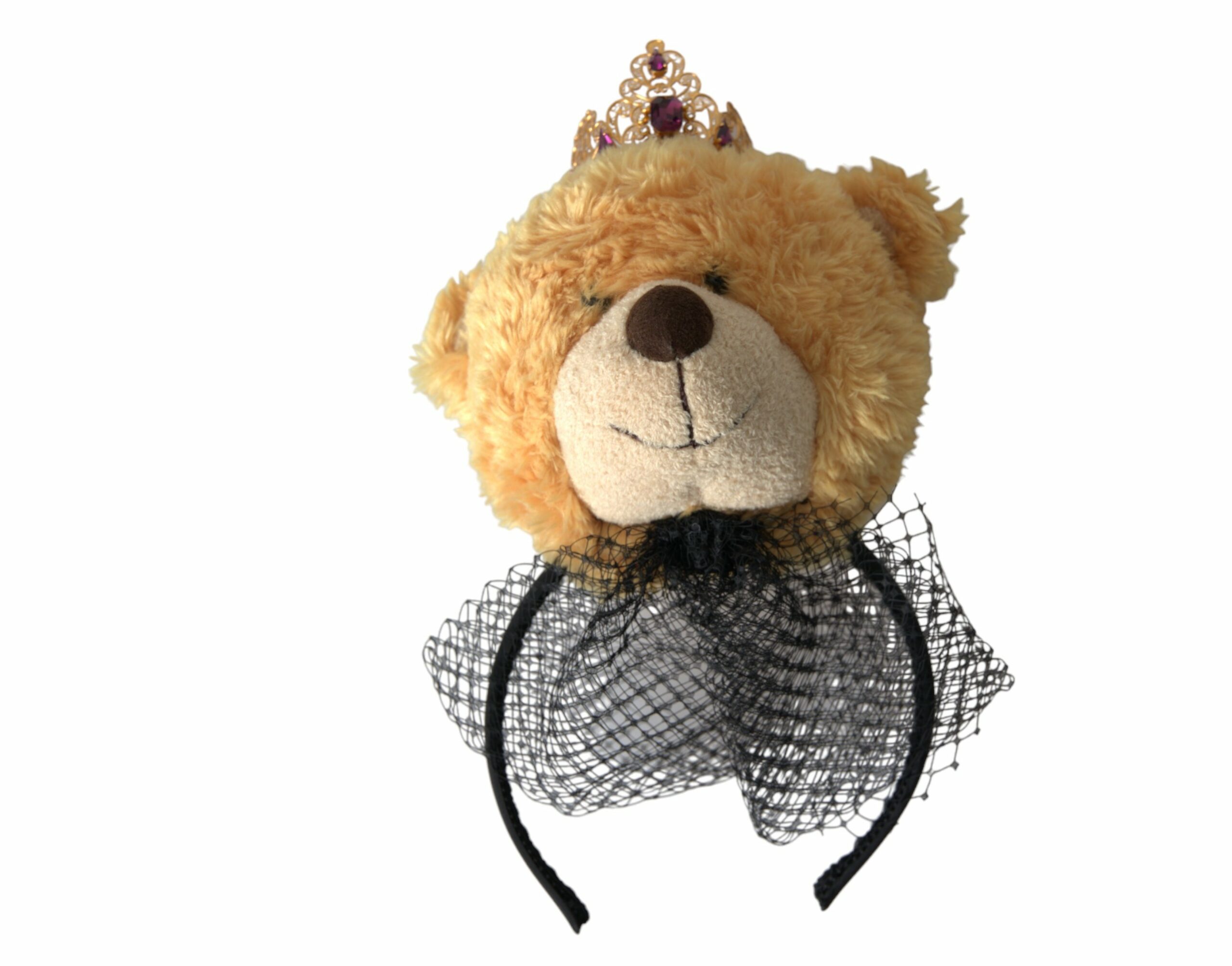 Brauner Teddybär Goldene Kristallkrone Haarband Diadem
