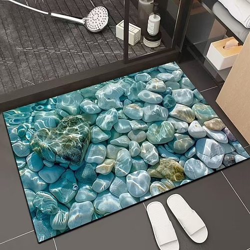 3D-Optische Illusion Fußmatte Visuelle Falle Fußmatte Rutschfest Wasserabsorbierend für Badezimmer Dusche Eingangsbereich Innen Außen Diatomaceous Earth Schnell trocknend Absorbierend 20 x 31 Zoll Image